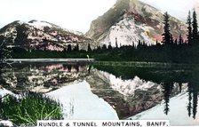 Mounts Rundle and Tunnel, Banff, Alberta, Canada, c1920s.Artist: Cavenders Ltd