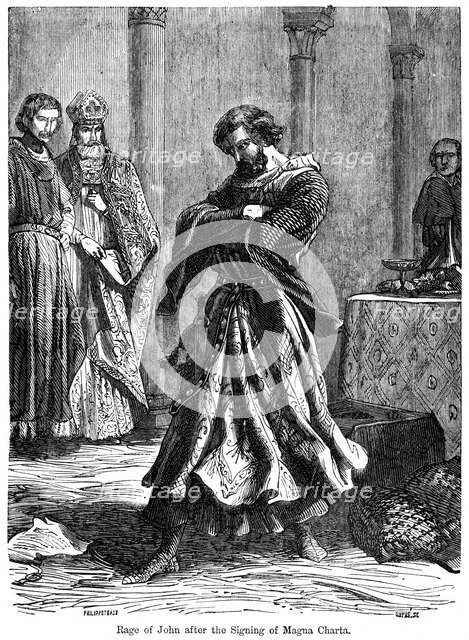 The rage of King John (1167-1216) after the signing of the Magna Carta c1215. Artist: Unknown