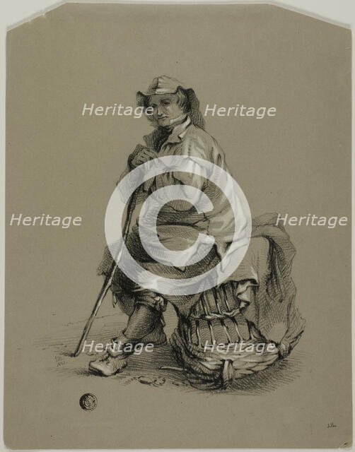 Fisherman Seated on Lobster Pot, 19th century. Creator: Eugene Blery.