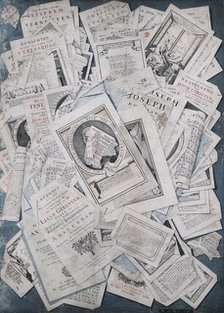 Trompe l'oeil. Prints and book tear-outs  , 1740. Creator: Wit, Nicolaas de (active ca 1740).