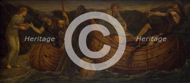 Cupid and Psyche - Palace Green Murals - Psyche giving the Coin to the Ferryman of the Styx, 1881. Creator: Sir Edward Coley Burne-Jones.