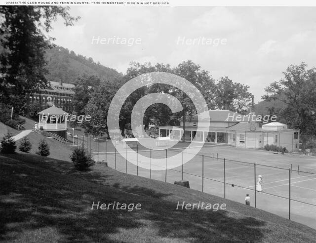 Clubhouse and tennis courts, the Homestead, Virginia Hot Springs, between 1900 and 1920. Creator: Unknown.