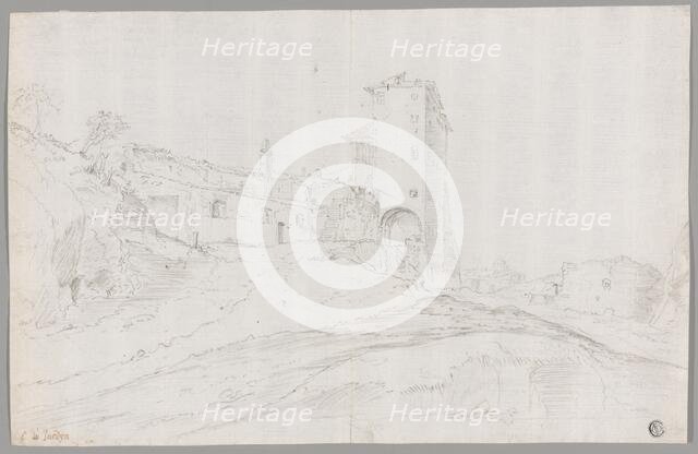 Buildings Amid Ruins in Roman Campagna, n.d. Creator: Guilliam Dujardin.