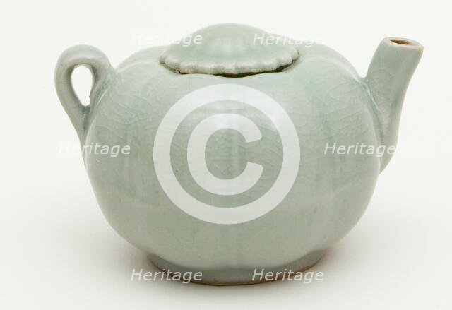 Melon-Shaped Ewer (Wine Pot) with Flower-Head..., Southern Song or Yuan dynasty, c13th cent. Creator: Unknown.