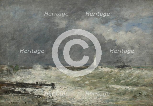 Entrées des jetées du Havre par gros temps, 1895. Creator: Boudin, Eugène-Louis (1824-1898).