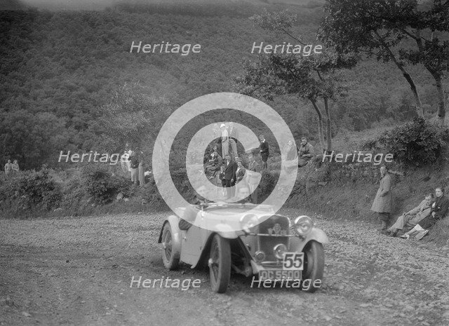 Singer competing in the Mid Surrey AC Barnstaple Trial, Beggars Roost, Devon, 1934. Artist: Bill Brunell.