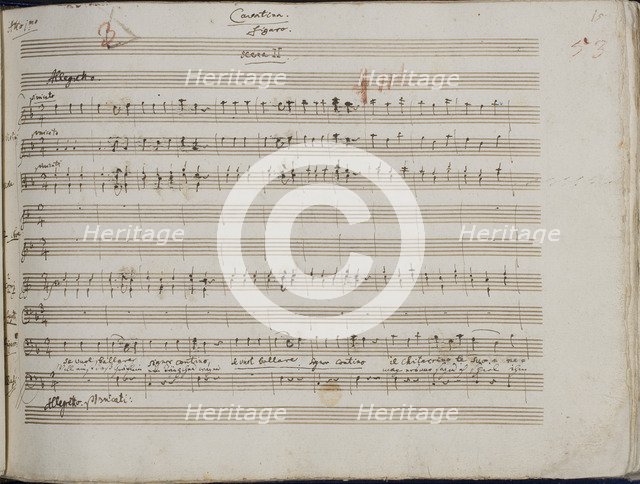 The autograph manuscript: Le nozze di Figaro, Opera buffa in four acts, 1785.