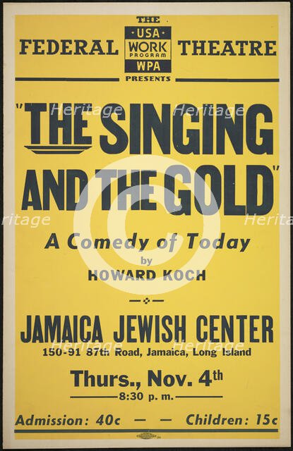The Singing and the Gold, New York, 1937. Creator: Unknown.