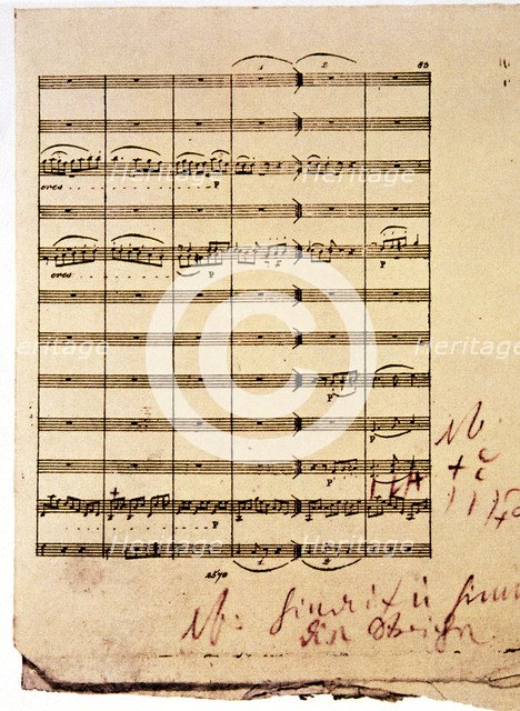 Autograph score of the Symphony No. 8 Op 93 by Ludwig van Beethoven.