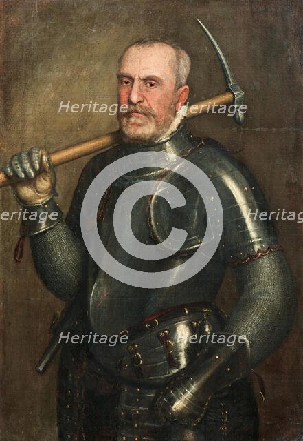 Portrait of Giulio Savorgnan (1510-1595) with Pickaxe, c. 1565. Creator: Brusasorzi, Domenico (1516-1567).