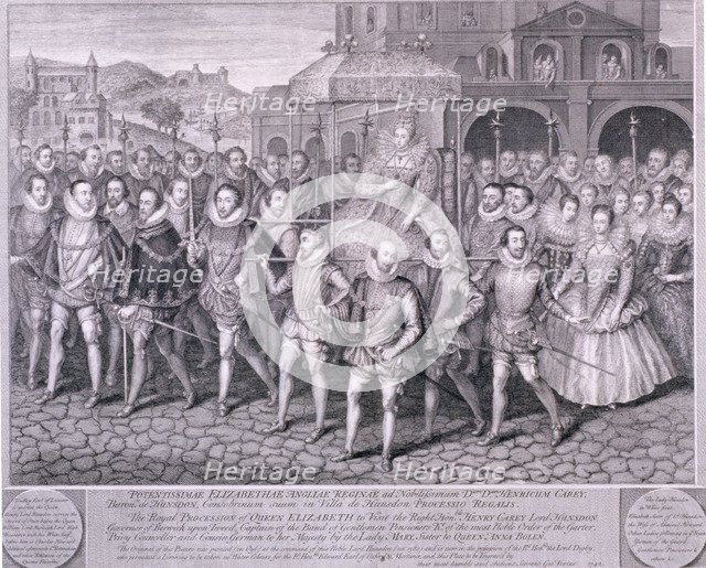 Procession of Queen Elizabeth I to Blackfriars, London, 16 June 1600, (1742).  Artist: George Vertue