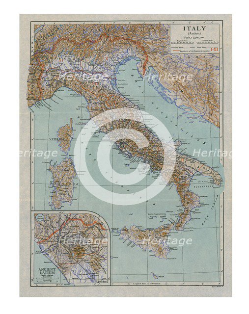 Map of Ancient Italy, c1910s. Creator: Emery Walker Ltd.