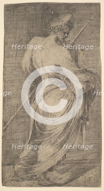 Saint James Major holding a staff and a book facing right, from 'Christ and the Apo..., ca. 1548-50. Creator: Andrea Schiavone.