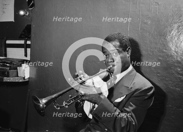 Portrait of Louis Armstrong, Aquarium, New York, N.Y., ca. July 1946. Creator: William Paul Gottlieb.