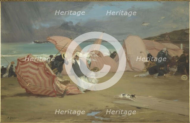 Coup de vent à Trouville (Gust of wind at Trouville), before 1907. Creator: Etcheverry, Hubert-Denis (1867-1952).