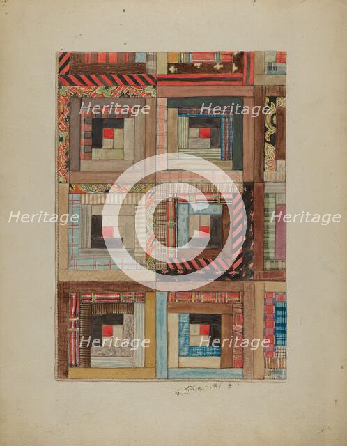 Quilted Pieces - Squares, 1935/1942. Creator: Unknown.
