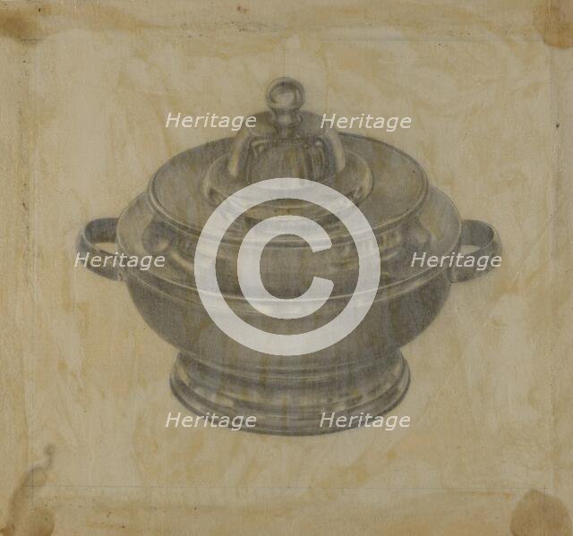 Pewter Sugar Bowl, c. 1937. Creator: Harry Goodman.