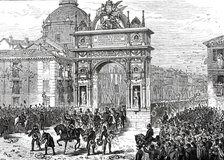 Entry of Alfonso XII. Into Madrid: Triumphal Arch in the Calle de Alcala, 1876. Creator: Unknown.