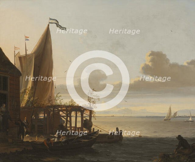 Small Harbour near a Tavern, mid-17th-early 18th century. Creator: Ludolf Bakhuizen.