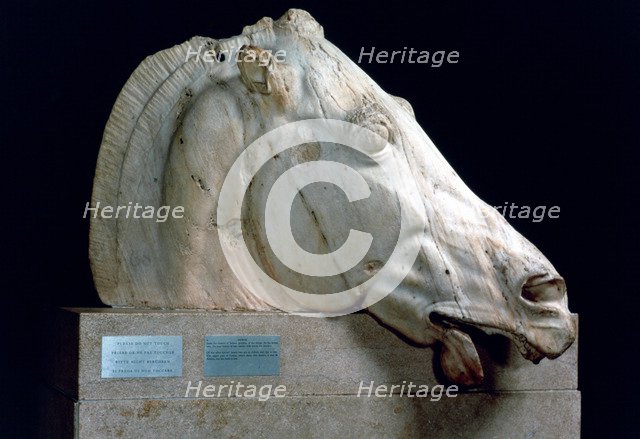 Head of a horse from the Chariot of Selene from the east pediment of the Parthenon, 447-432 BC. Artist: Unknown