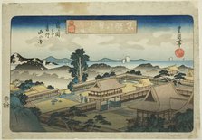 Evening Bell at Kamakura, View of the Mountains of Awa Province from Tsurugaoka (Ka ..., c. 1833/34. Creator: Utagawa Toyokuni II.
