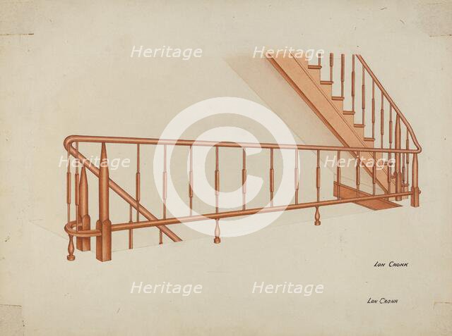 Shaker Stairway, c. 1941. Creator: Lon Cronk.