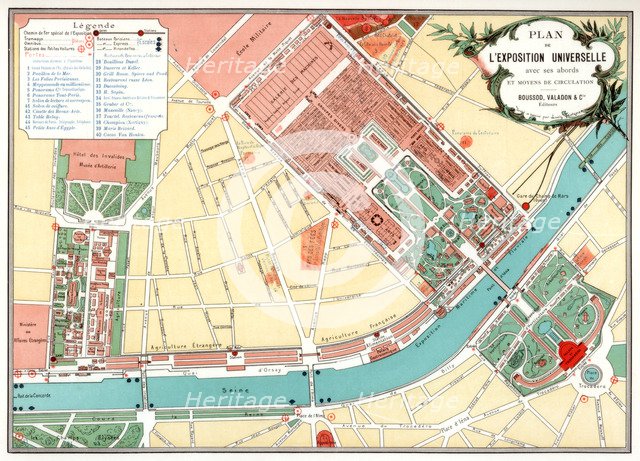 Plan of the Universal Exposition, Paris, 1889. Artist: Unknown