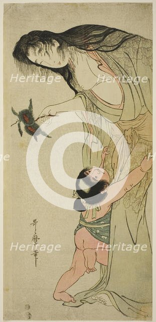Yamauba Holding Chestnuts while Kintaro Reaches for Them, Japan, c. 1804/05. Creator: Kitagawa Utamaro.