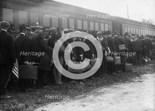 Camp Meade #1 - Arrival of Drafted Men, 1917. Creator: Harris & Ewing.