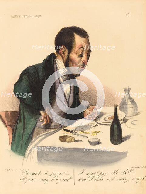 La carte a payer, 1837. Creator: Honore Daumier.
