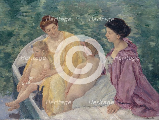 Le Bain (Two mothers and their children in a boat). Artist: Cassatt, Mary (1845-1926)