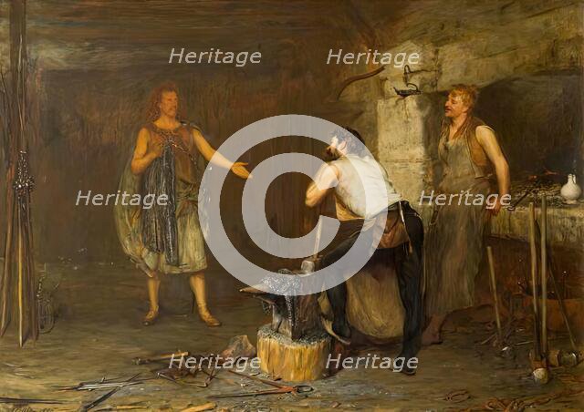 Scene in The Hal of the Wynd's Smithy (The Fair Maid of Perth), 1875. Creator: John Pettie.