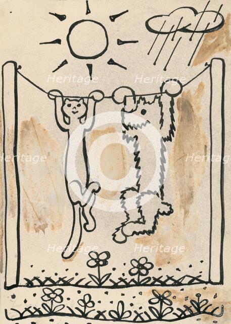 41. Talking about a dog and a cat, around 1928. Creator: Josef Capek.
