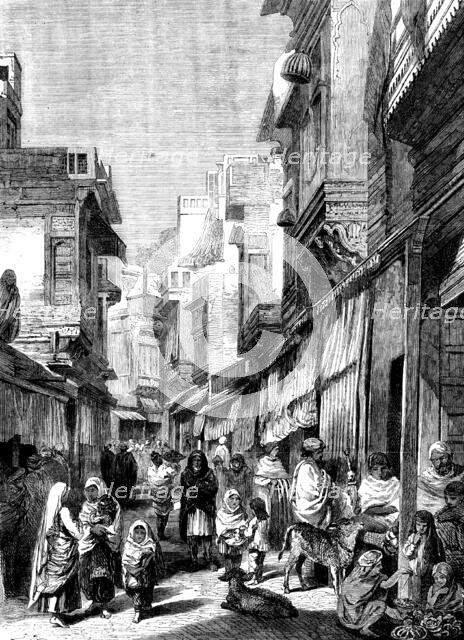 Street Scene in Lahore - from drawings by W. Carpenter, Jun., 1858. Creator: Unknown.