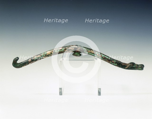 Gilt bronze garment hook with turquoise inlays, Eastern Zhou dynasty, 4th century BC. Artist: Unknown