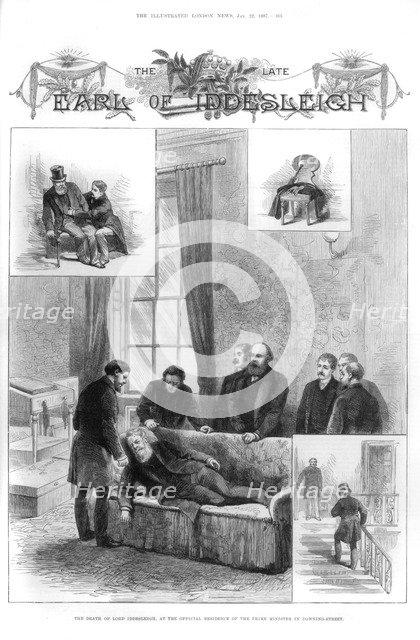 The death of Lord Iddesleigh in Downing Street, London, 1887. Artist: Unknown
