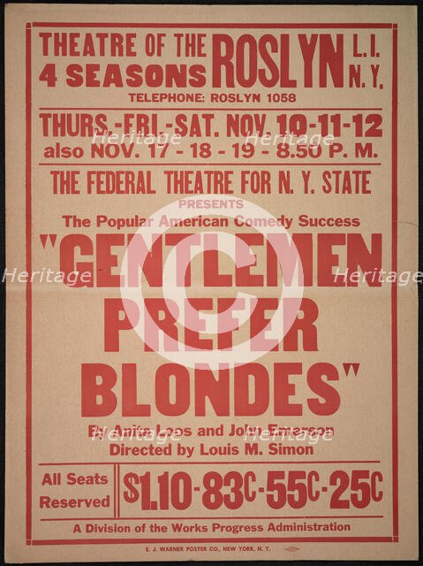 Gentlemen Prefer Blondes, Roslyn, NY, 1938. Creator: Unknown.