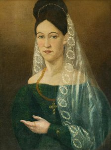 Portrait of a woman in a white veil, 1840-1850. Creator: Unknown.