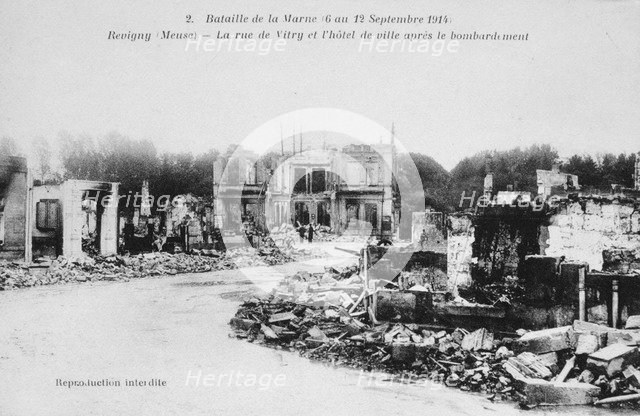The ruins of Revigny, France, Battle of the Marne, World War I, 1914. Artist: Unknown