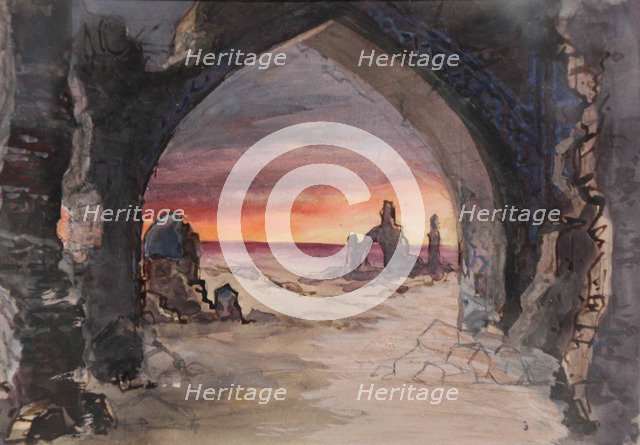 Stage design for the play Rupture Grass by E. Goslavsky, 1901. Artist: Valz, Karl Fyodorovich (1846-1929)