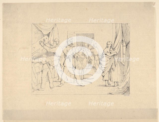 Searching for Arms (from Confederate War Etchings), 1861-63. Creator: Adalbert John Volck.