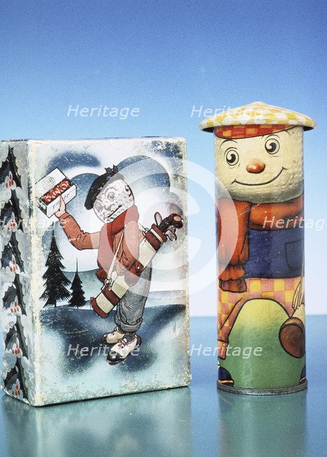 Two Christmas Dunlop golf ball boxes, 1930s. Artist: Unknown