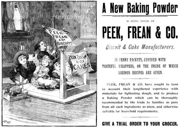 Advertisement for Peek, Frean & Co., baking powder, 1898. Creator: Unknown.