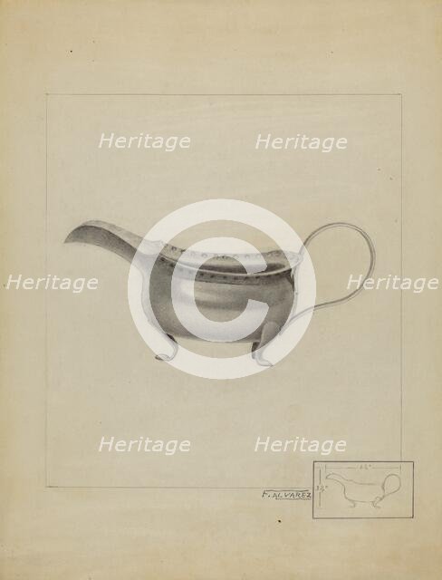 Silver Sauce Boat, 1936. Creator: Francisco Alvarez.