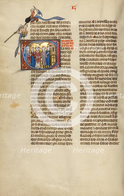 Initial L: A Marriage Ceremony; Vidal Mayor, about 1290-1310. Creator: Unknown.