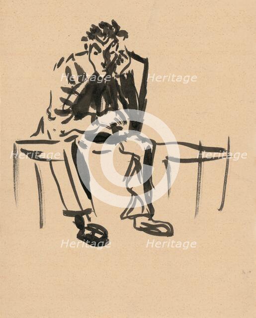 Sketchbook 8 Sitting man, 1st half 20th century. Creator: Arnold Peter Weisz-Kubincan.