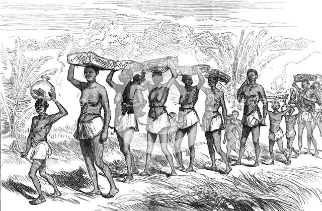 Slave Gang passing along the edge of the Lushivi Marsh...1876. Creator: Unknown.