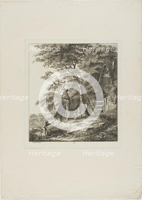 Fishermen with Children, plate two from Paysages Dédiés à M. Warelet, 1764. Creator: Salomon Gessner.