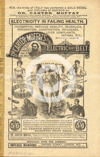 Dr Carter Moffat Electric Body Belt, 1910s. Artist: Unknown