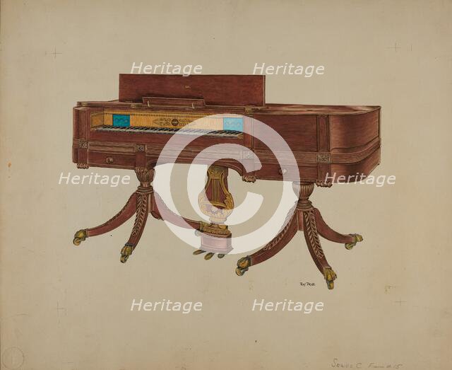 Grand Piano, c. 1938. Creator: Ray Price.